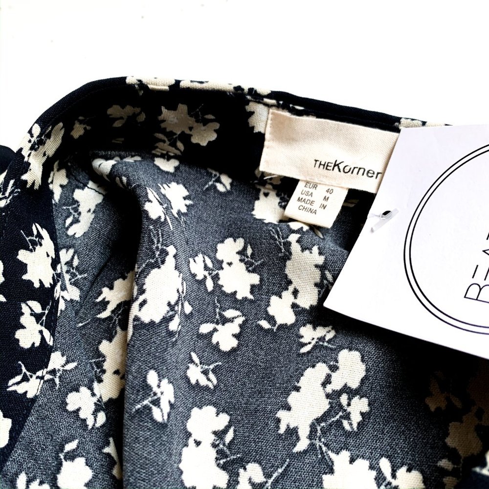 NWT the korner navy blossoms midi dress w/collar - Picture 6 of 6